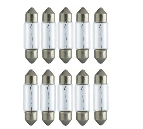 INION 10x Stück – C5W - 37mm - SV85-12V - 5W - KFZ Beleuchtung - LONGLIFE - Glühlampe Glassockellampe Glühbirne Soffitte Autolampen WERKSTATTWARE von INION