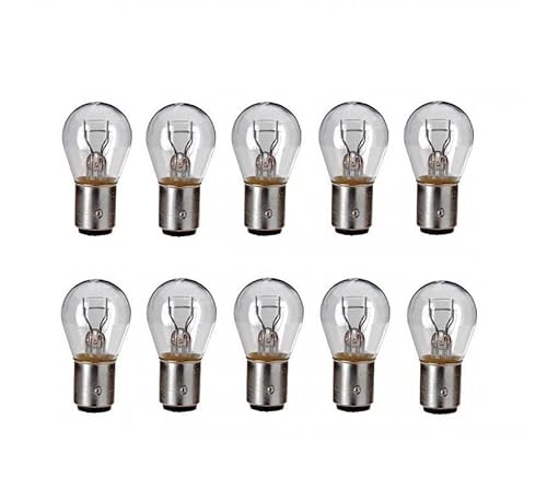 INION 10xStück P21/5W - BAY15d - 12V - 21/5W 2-Phasen Lampen Dual Sockel Auto KFZ Beleuchtung Glühlampe Birne Bremslichtlampe Nebelschlusslampe Rückfahrlicht Tagfahrlicht Soffitte von INION