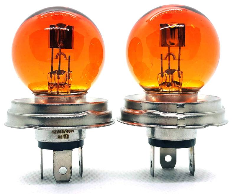 INION 2 x R2 G40 45/40W P45t 12V YELLOW AMBER Oldtimer AUTO Halogen LAMPE GLÜHLAMPE SCHEINWERFER von INION