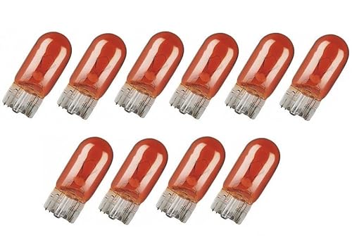 INION 10x Stück – WY5W - W2.1x9.5d - T10-12V - 5W – AMBER/ORANG - KFZ Beleuchtung - LONGLIFE - Glühlampe Glassockellampe Glühbirne Soffitte Autolampen WERKSTATTWARE von INION