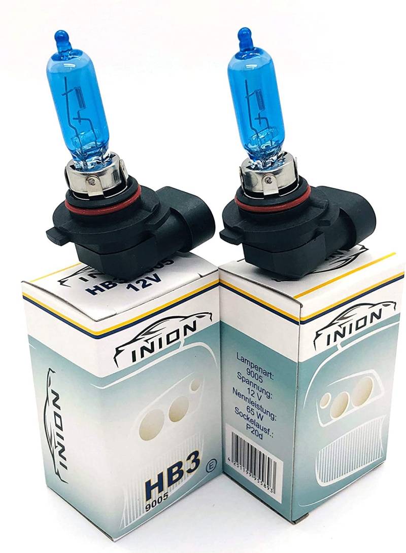 INION 2 x HB3 Xenon Look 12V 65W Halogen Lampe super weiss (US 9005) von INION