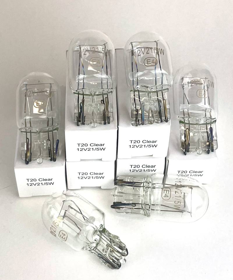 INION 6x Stück Autolampen T20 12V W21/5W W3x16q CLEAR/TRANSPARENT Glassockel Halogen Lampe KFZ Beleuchtung von INION