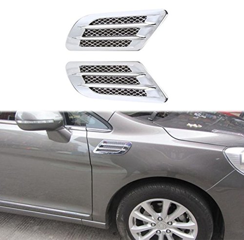 SILBER - Dekorative selbstklebend 2er Set Air Flow Fender left Lufteinlass Gitter Vent Dekoration Aufkleber Sport style tuning Lufthutze Motorhaube Abdeckung - sarachen - INION® von INION