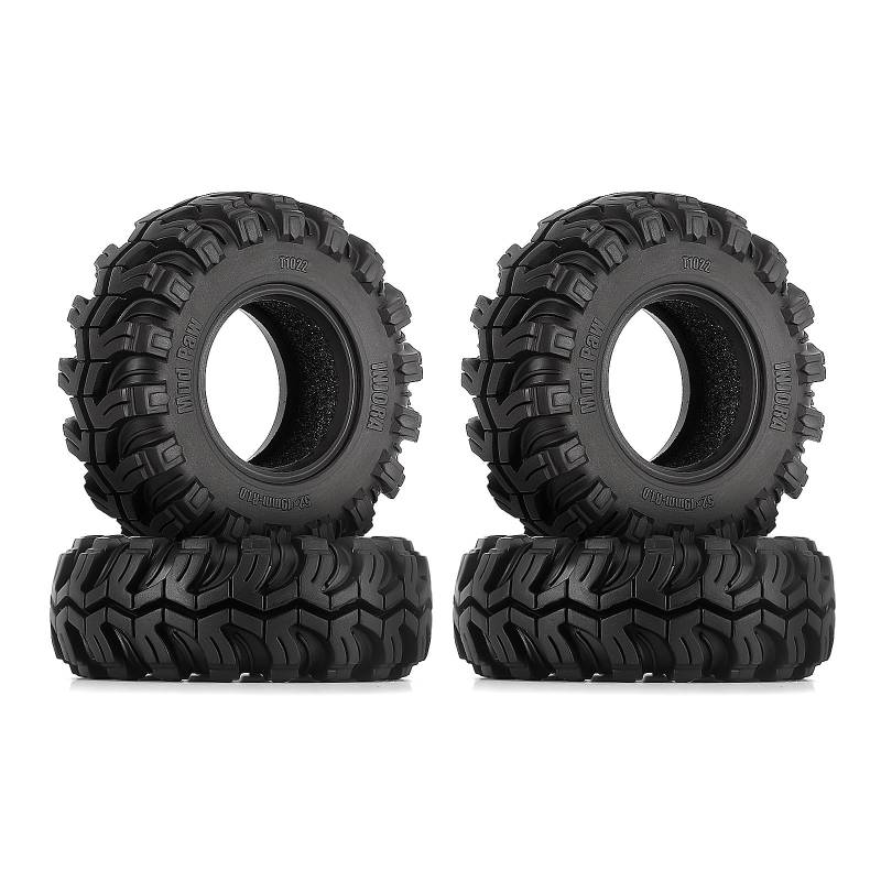 INJORA 1.0" Reifen- 52 * 19mm S5 Mud Paw Crawler Reifen für 1/24 RC Crawler Axial SCX24 FMS FCX24 Enduro24 (T1022) von INJORA