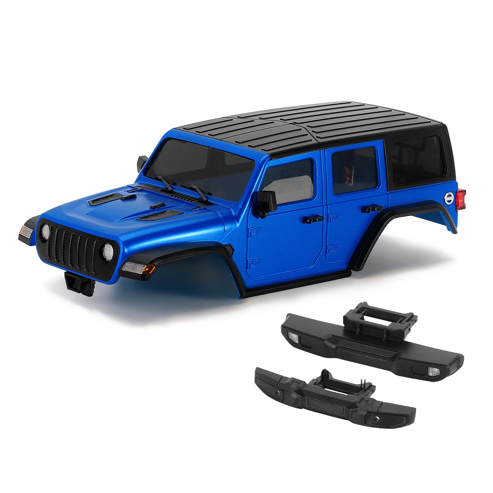 INJORA RC Karosserie 6,10 Zoll Radstand-ABS Hardtop Körper Bausatz mit Vorderen Hinteren Stoßstangen für TRX4M Chassis Upgrade 1/18 RC Crawler (Blau) von INJORA