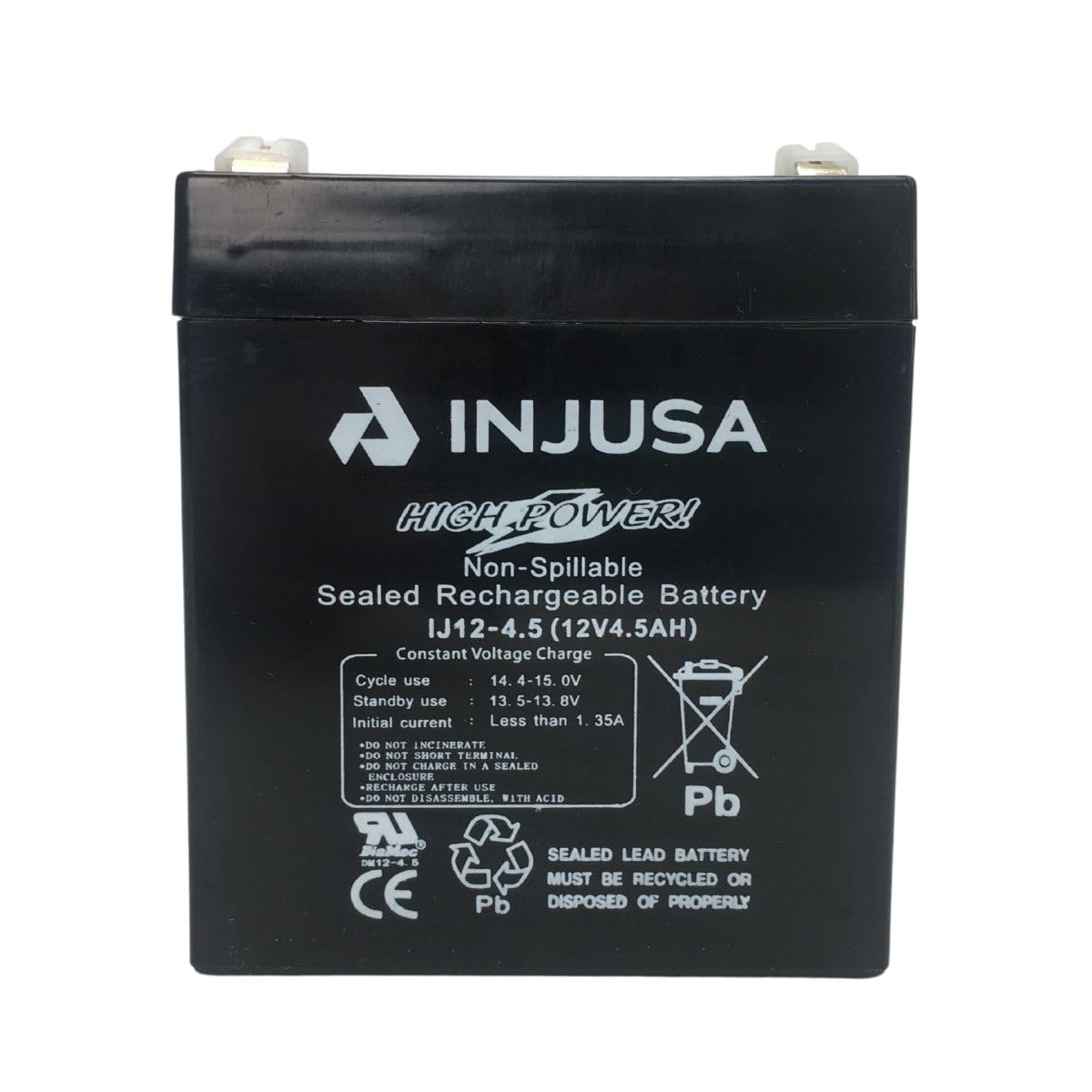 INJUSA Blei-Säure-Batterie, 12 V und 4,5 Ah, kompatibel mit 12 V INJUSA Elektrofahrzeugen, Motorrädern, Autos und Quads mit 12-Volt-Batterie, mit 60 Minuten Autonomie und 12 Stunden Ladezeit von INJUSA