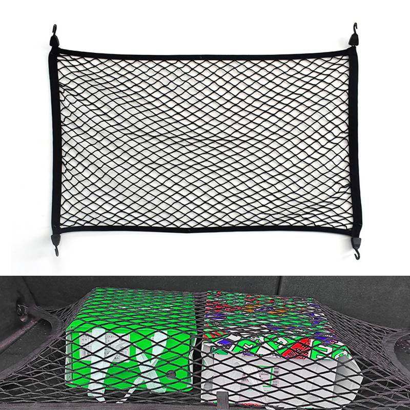 INNAL Kofferraumnetz Gepäcknetz 80X60cm Erstreckt Sich auf 160x120cm Gepäcknetz Auto mit 4 Haken Kofferraum Netz Organizer Nylon Universal Kofferraum Gepäcknetz für die Meisten Autos Schwarz von INNAL