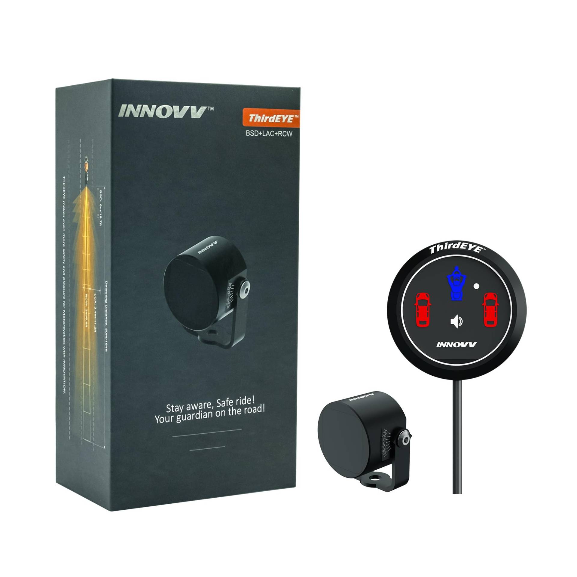 INNOVV ThirdEYE Motorcycle Blind Spot System with Voice and Indicators Alert, Waterproof Moto Assistant System, Detect Hazards from Side & Rear Line for Motorcycle/Bicycle/E-Bike(Watch Version) von INNOVV