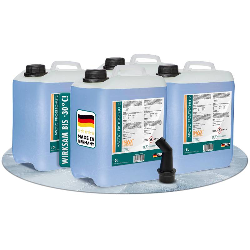 INOX® 4 x 5L Arctic Scheibenfrostschutz Konzentrat bis -30°C - Auto Frostschutzmittel Scheibenwaschanlage - Scheibenwischwasser schlierenfrei von INOX-LIQUIDSYSTEMS