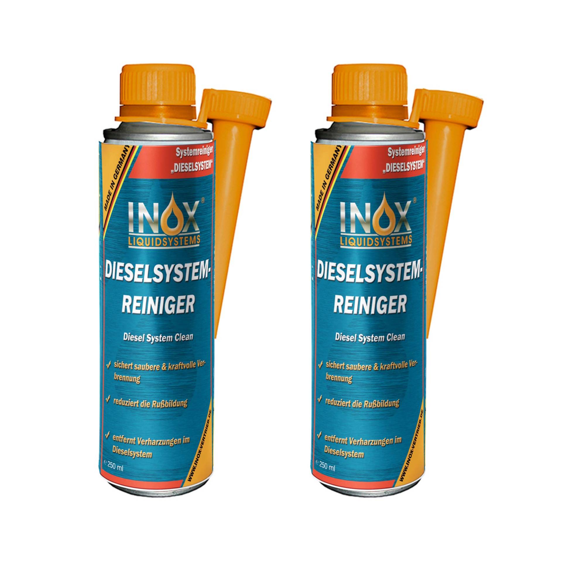 INOX® - Effektiver Diesel Systemreiniger Additiv, 2 x 250ml | Diesel Zusatz für Dieselmotoren | Löst Verschmutzung & Verharzung im Dieselsystem | Effiziente Verbrennung von INOX-LIQUIDSYSTEMS