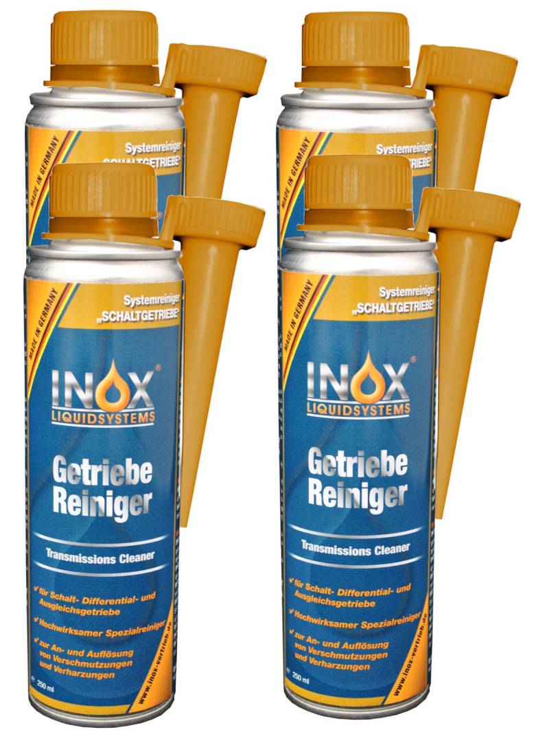 INOX® Getriebereiniger Additiv, 4 x 250 ml - Zusatz löst Verschmutzungen im Getriebesystem, für alle Getriebearten von INOX-LIQUIDSYSTEMS