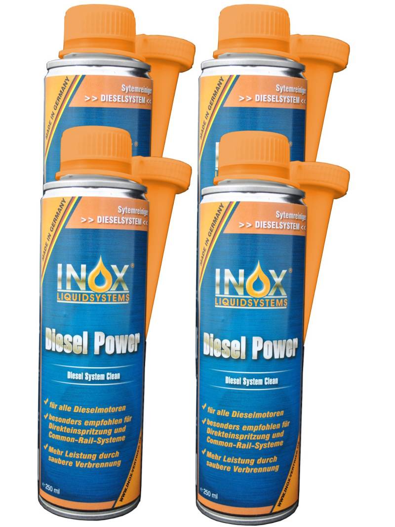 INOX Diesel Power Additiv, 4 x 250ml - Dieselsystem-Reiniger für alle Dieselmotoren verbessert Motor-Leistung von INOX-LIQUIDSYSTEMS