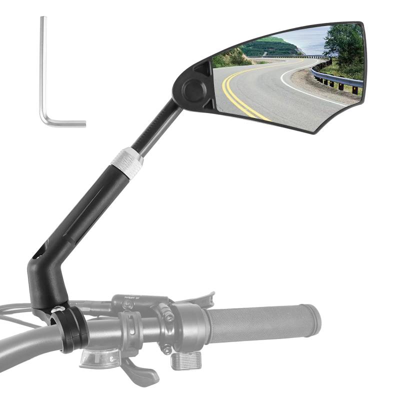 Fahrradspiegel für E-Bike, Fahrrad Rückspiegel Klappbar, für Lenker 20-23mm, 360° Verstellbarer Fahrradrückspiegel Langer Griff Fahrrad Spiegel für E-Bike Lenker (Rechts) von INQUIRLLY