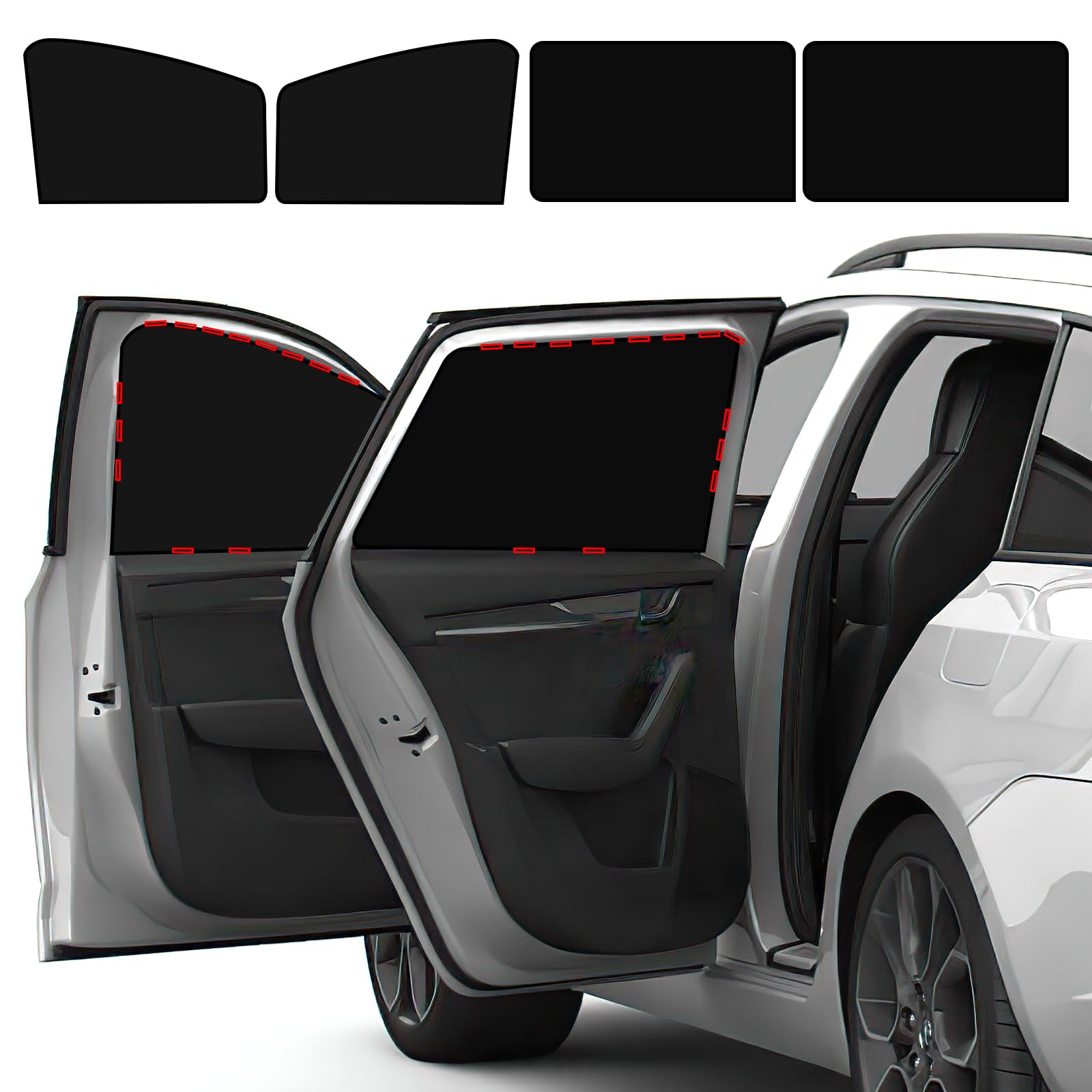 Auto Sonnenschutz, 4 Stück UV Beständiger Autovorhänge Sonnenschutz Auto seitenscheibe, Auto Camping verdunkelung Magnetisch car Window Sun Shade, Auto Sonnenschutz Allgemeines Modell von INQUIRLLY