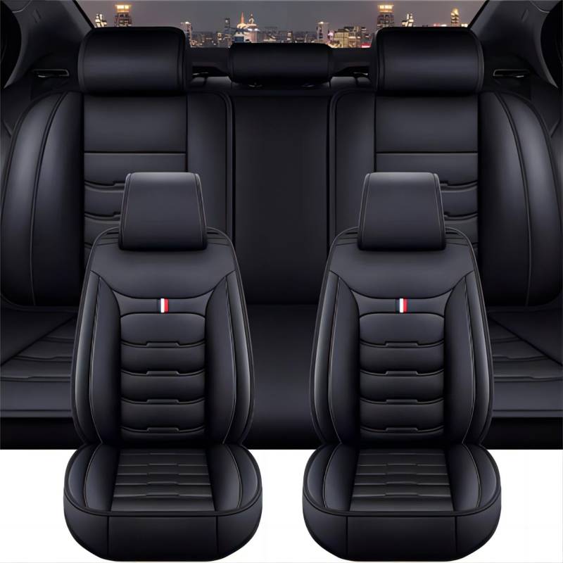 INTCHE Autositzbezüge Full Set für Audi Q4 e-Tron SUV 2021 2022 2023 2024, Wasserdichtes Autositzbezüge, Universell Sitzbezug Auto Sitzschoner,Black von INTCHE