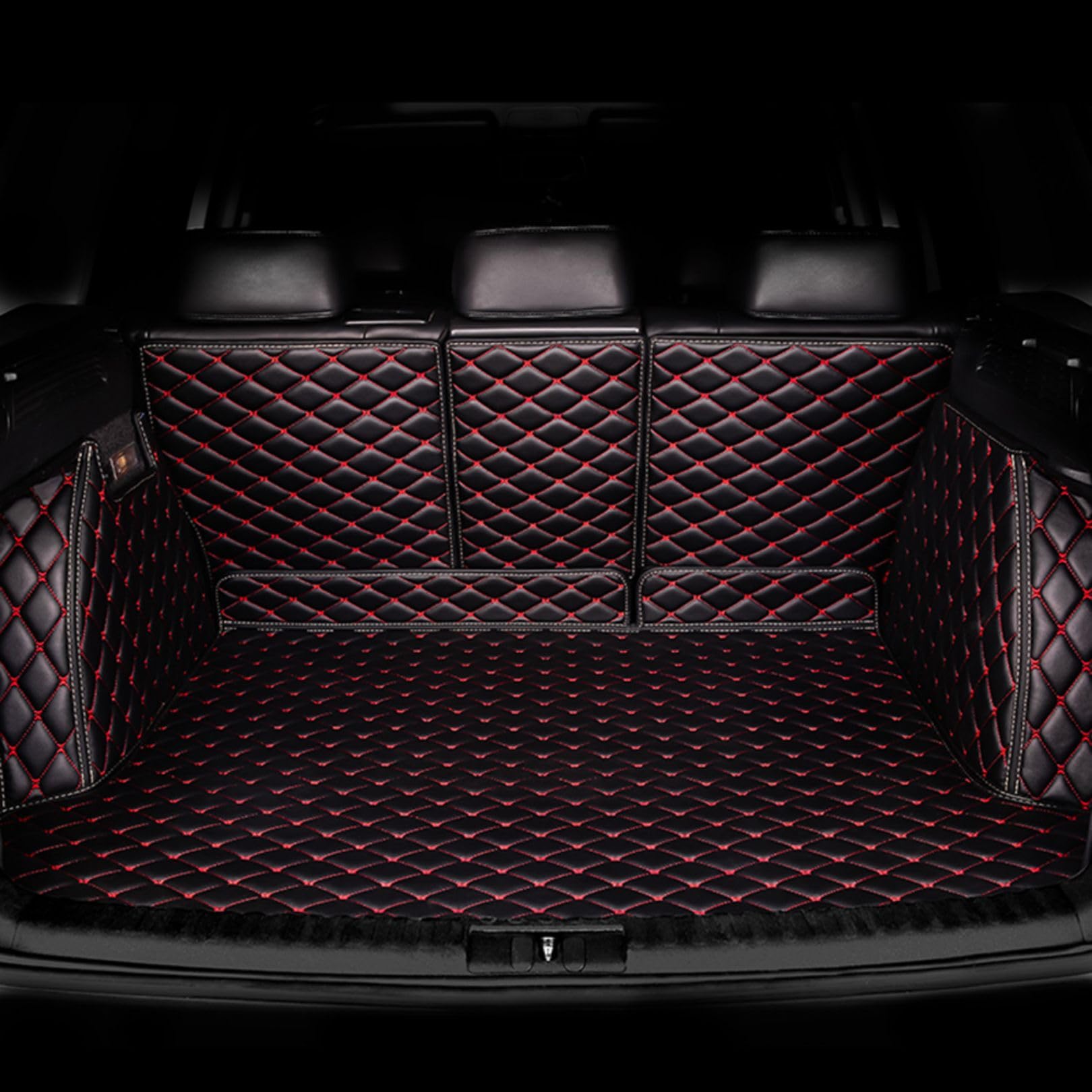 INTCHE Kofferraum Schutzmatte für Audi Q3 Sportback 2020 2021 2022 2023(Upper Level), Kofferraumwanne Cargo Schutzmatte Auto Kofferraummatten rutschfest Zubehör,Black-red von INTCHE