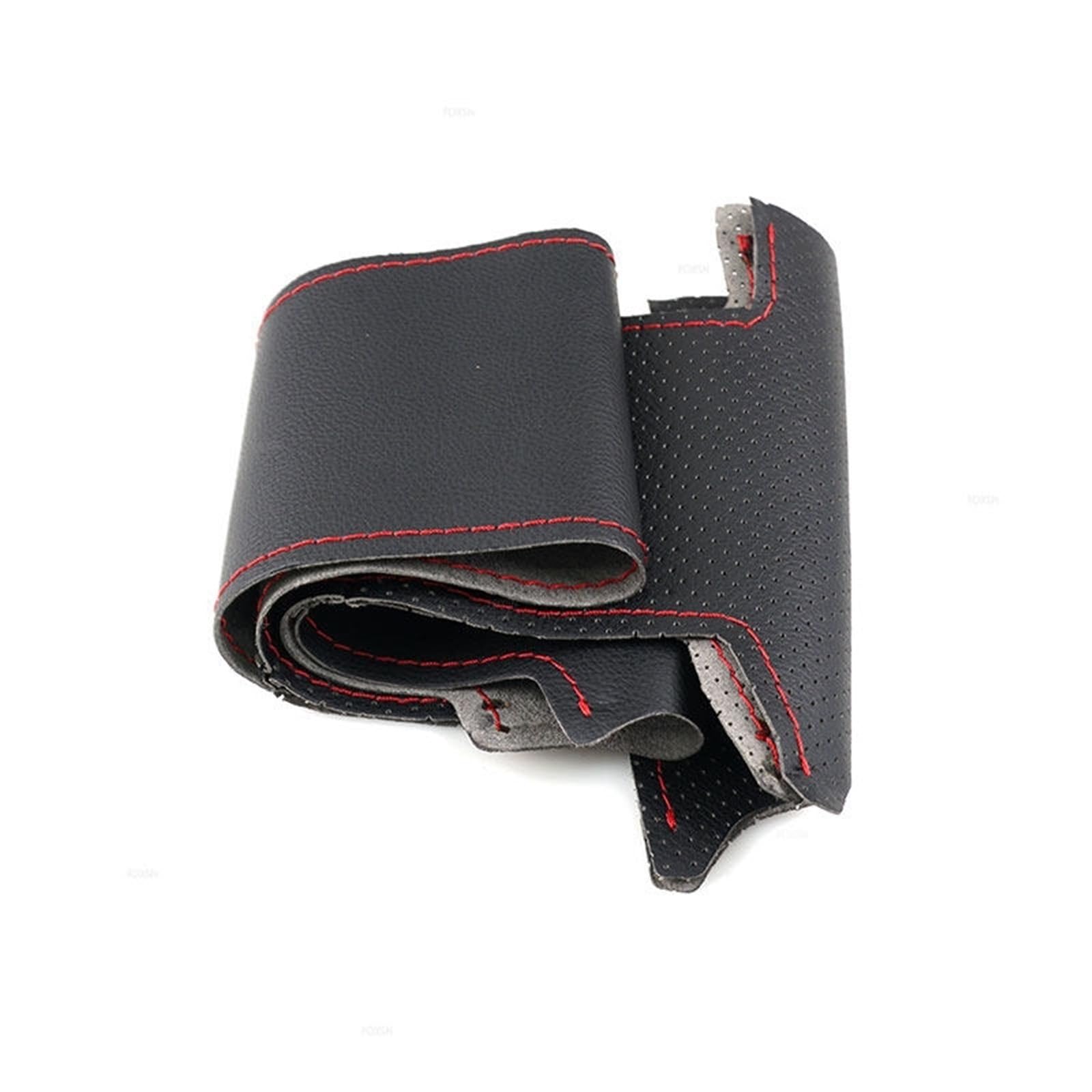 Lenkradbezüge Für FIAT Für Bravo Für Doblo Für Grande Für Punto Für Linea Für Qubo Handgeflecht Perforierte Leder Auto Lenkrad Abdeckung Trim Lenkradhülle (Color : Black-red line) von INXKED