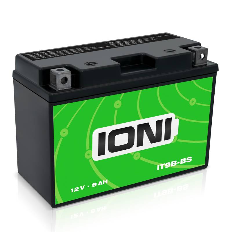 IONI AGM Batterie 12V 8Ah IT9B-BS Motorradbatterie, wartungsfrei versiegelt vorgeladen kompatibel mit YT9B-BS YT9B-4 CT9B-4 GT9B-4 von IONI