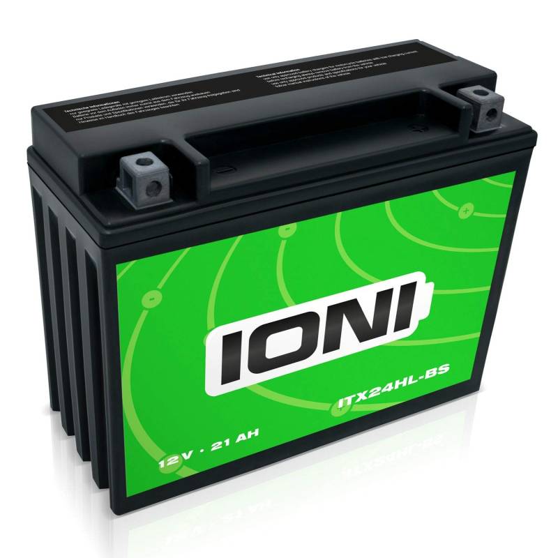 IONI AGM Batterie 12V 21Ah ITX24HL-BS Quad ATV Batterie/Motorradbatterie, wartungsfrei versiegelt vorgeladen kompatibel mit Y50-N18L-A YTX24HL-BS 12-N50-18L von IONI