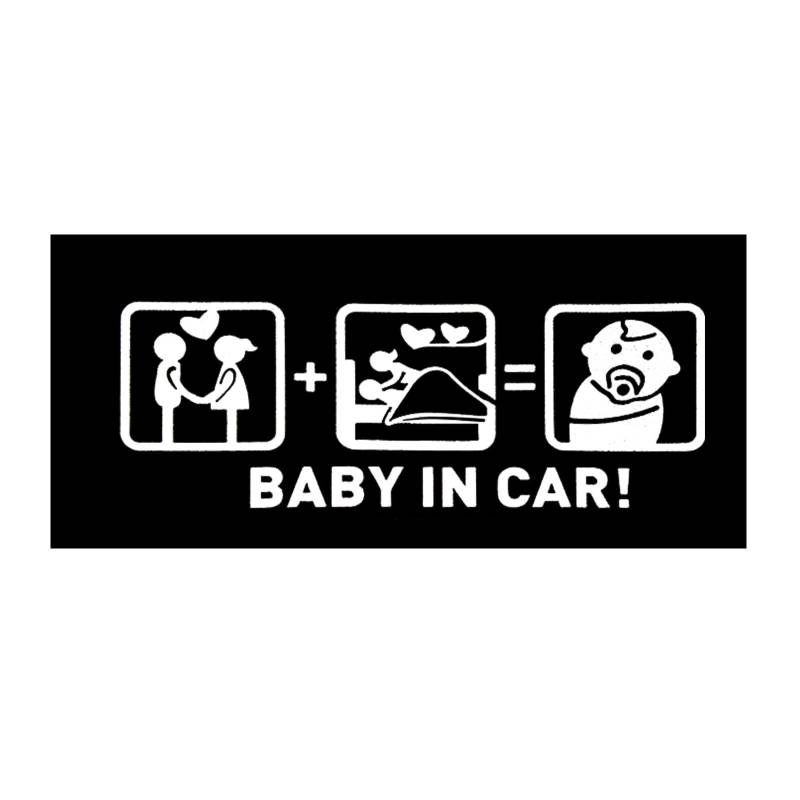 IOO6Z8SY Baby in car lustige Cartoon-Autosticker Wasserdicht, UV-beständig, Autoaufkleber für Glatte Oberflächen (14cm x 14cm, 1 Stück) von IOO6Z8SY