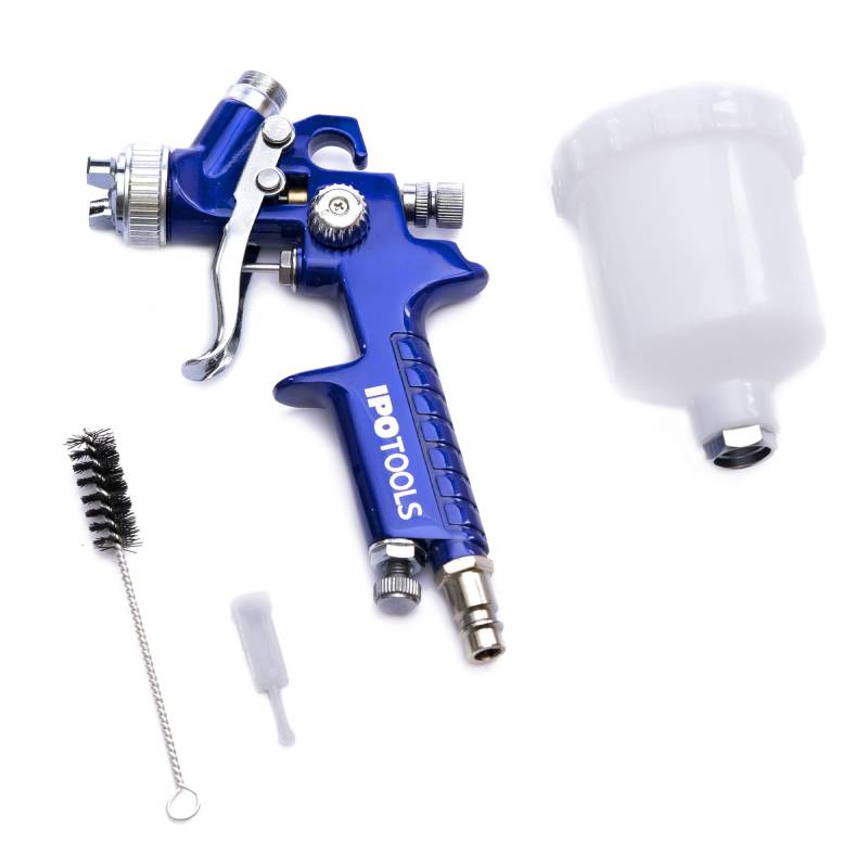 IPOTOOLS Mini HVLP Lackierpistole Spritzpistole 0,8mm Düse - H2000 Profi Farbsprühsystem Spraypistole mit 125 ml Plastikbecher und Edelstahldüse 0,8 mm von IPOTOOLS