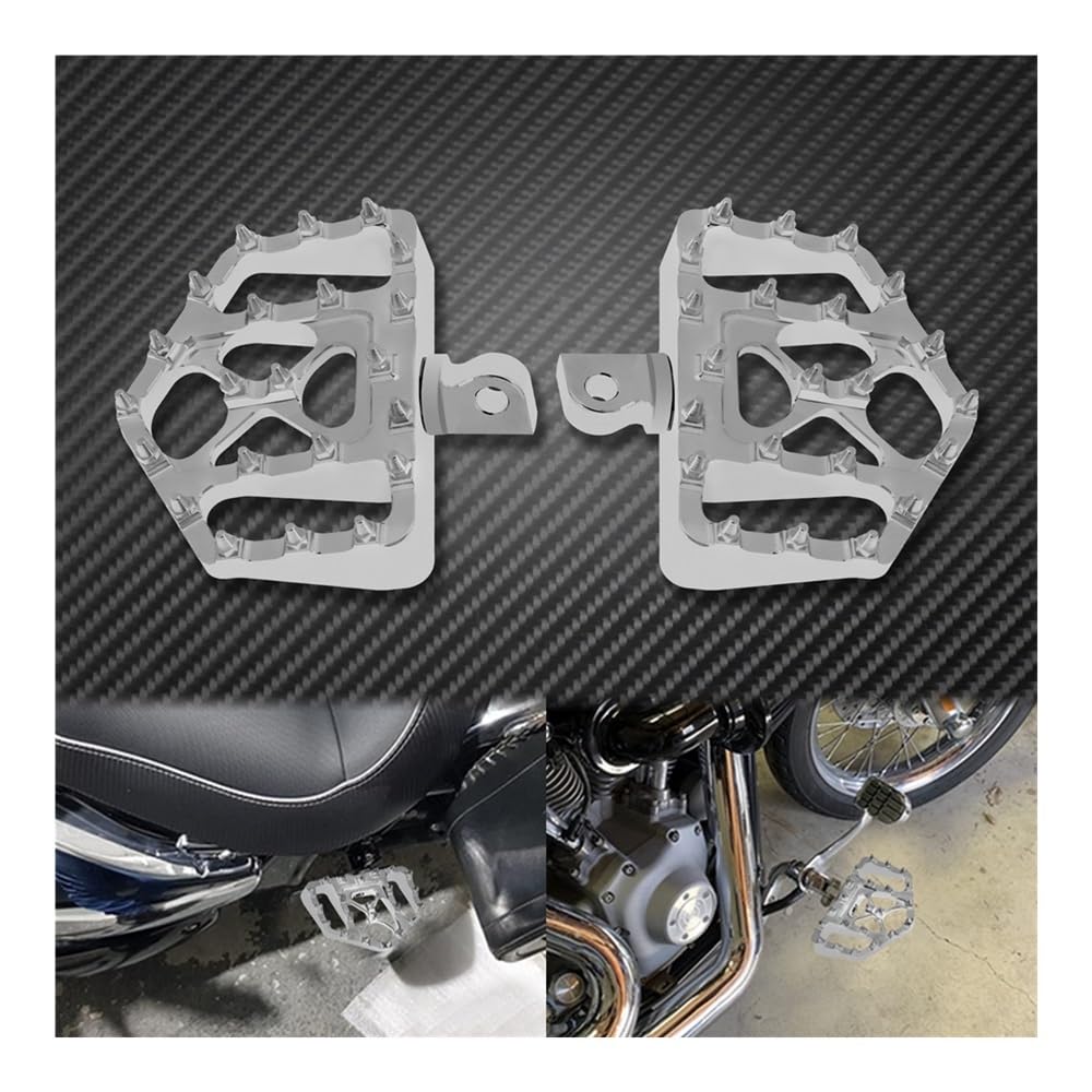 Fußraste Fußrastenträger Motorrad Schwarz/Chrom Fußrasten Hintere Fußstützen Pedal Für Ha&rley Für Dyna Für Fatboy Für Sportster Fußstütze Pedal von IPUDIS