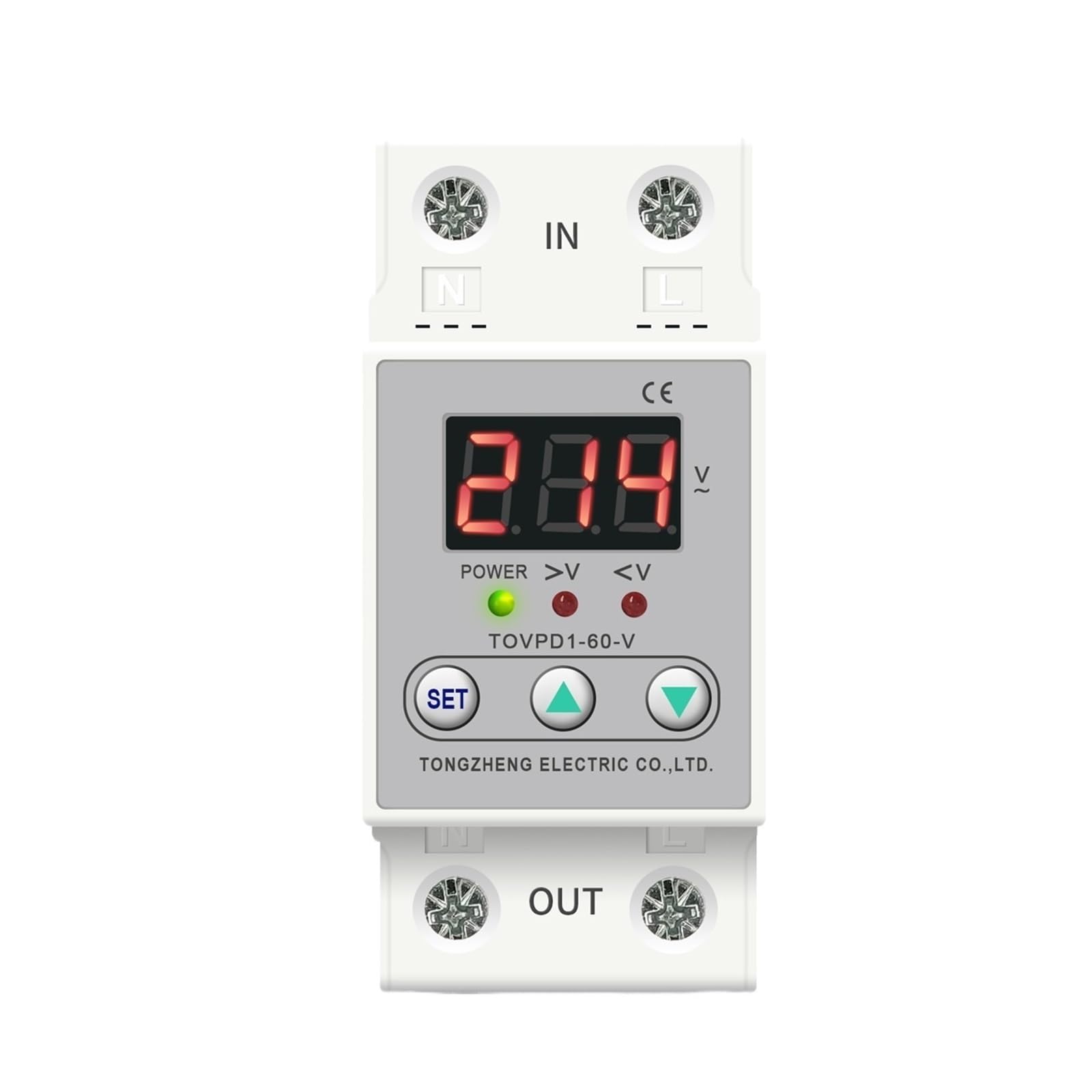 Din rail 40A 60A voltage display relay adjustable over under voltage proteciotn device automatic reconnect protector IPWWUTTH(40A) von IPWWUTTH