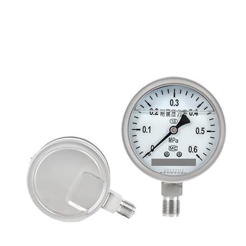 Stainless Steel Pressure Gauge Shock-resistant Radial Water Pressure 1.6Mpa Air Pressure Oil Pressure Hydraulic Vacuum Pressure IPWWUTTH(1-2 npt,0-0.25 Mpa) von IPWWUTTH