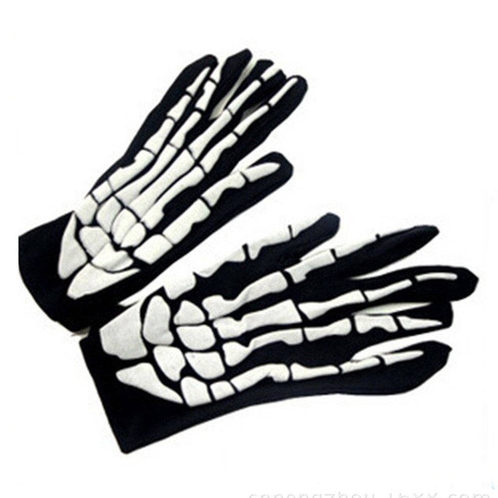 IQYU Bone Goth Full Skeleton Handschuhe Halloween Horror Handschuhe Taufe Mädchen Schmuck (White, One Size) von IQYU