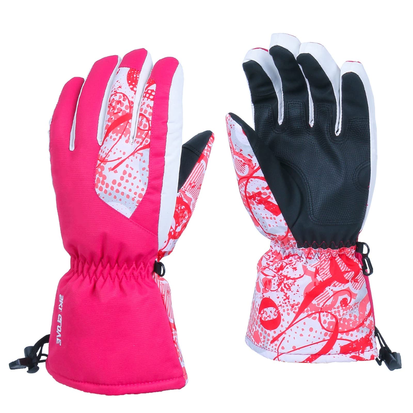 IQYU Brautschmuck auch atmungsaktive Handschuh für Snowboard-Ski Handschuh Schnee Touch Frauen Winter-wasserdichte Herren Handschuh Armstulpen Damen (Pink, L) von IQYU