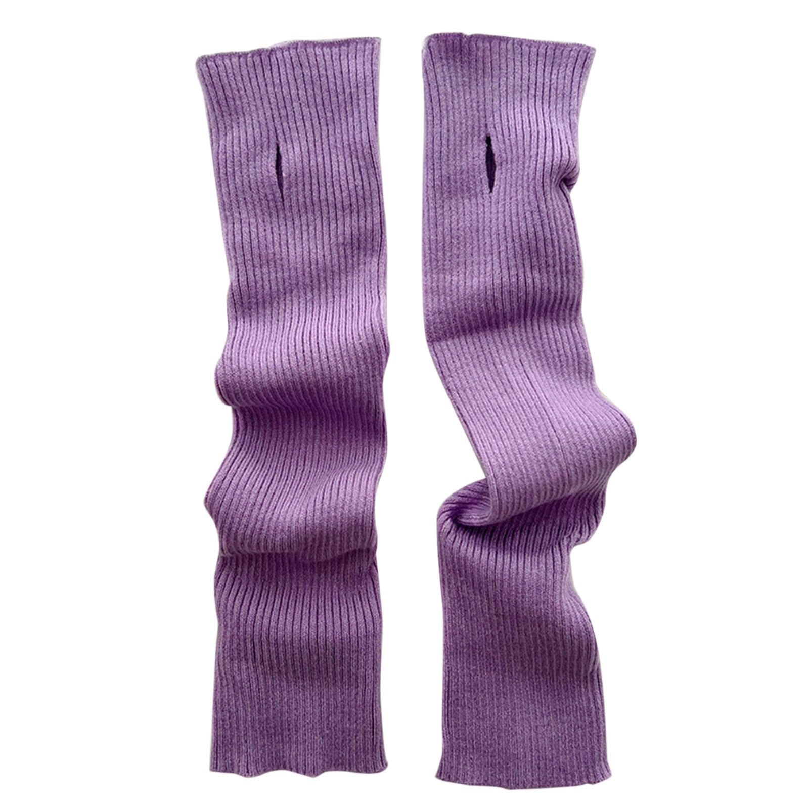 IQYU Catsuit Damen Winter offene Finger Bildschirm warme einfarbige langärmelige Handschuhe Dieb Kostüm Damen (Purple, One Size) von IQYU