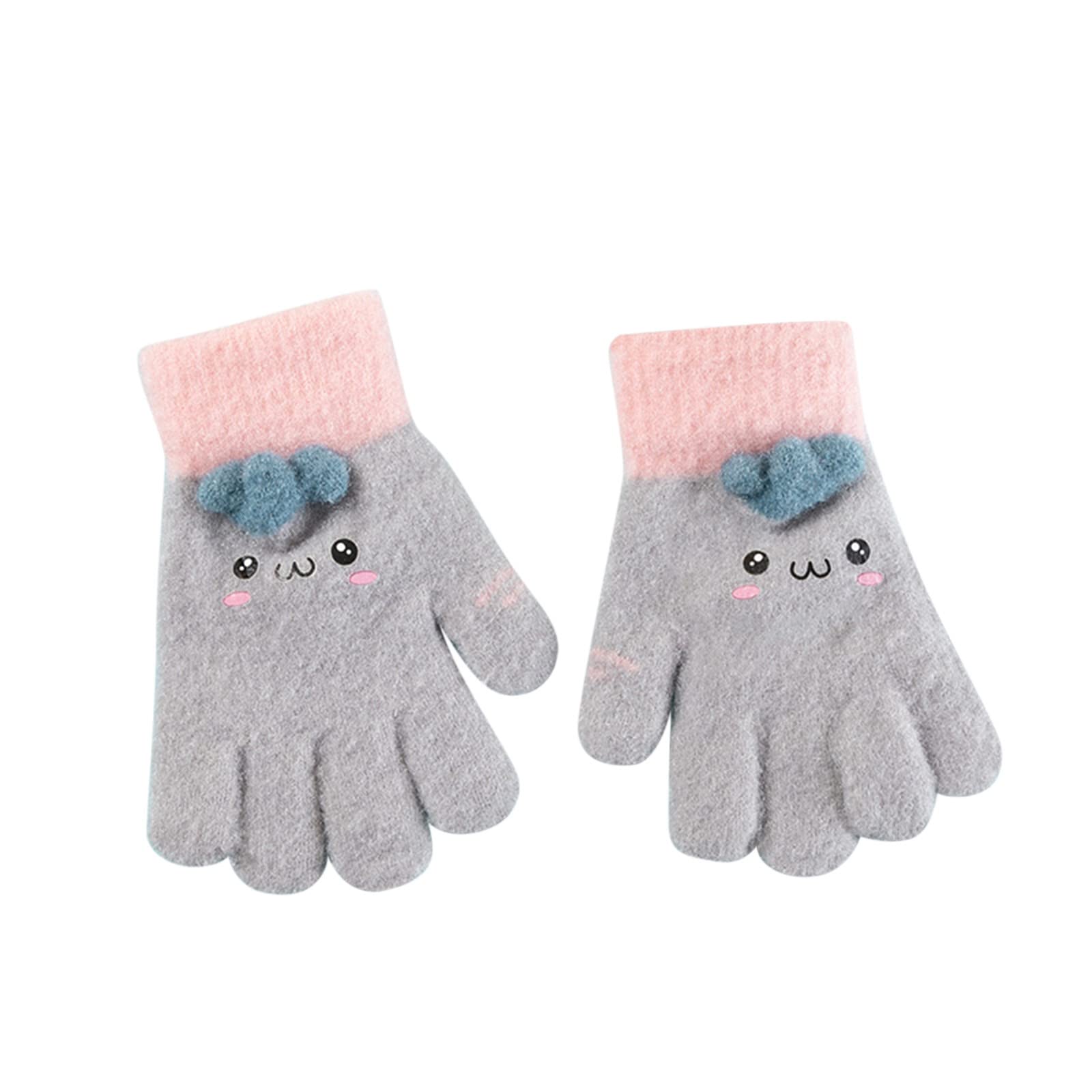 IQYU Damen Handschuhe Touchscreen Fäustlinge Kleinkind Kleinkind Handschuhe Handschuhe Winter Winterhandschuhe Handstulpen Damen Winter Wolle (Grey, One Size) von IQYU