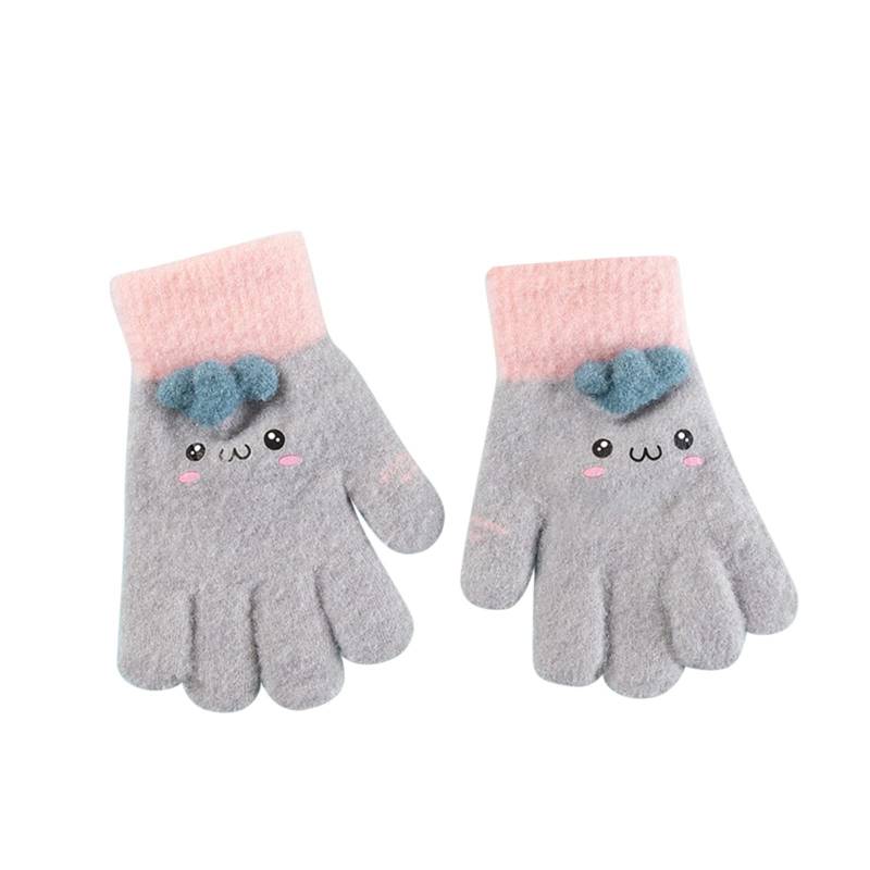 IQYU Damen Handschuhe Touchscreen Fäustlinge Kleinkind Kleinkind Handschuhe Handschuhe Winter Winterhandschuhe Handstulpen Damen Winter Wolle (Grey, One Size) von IQYU