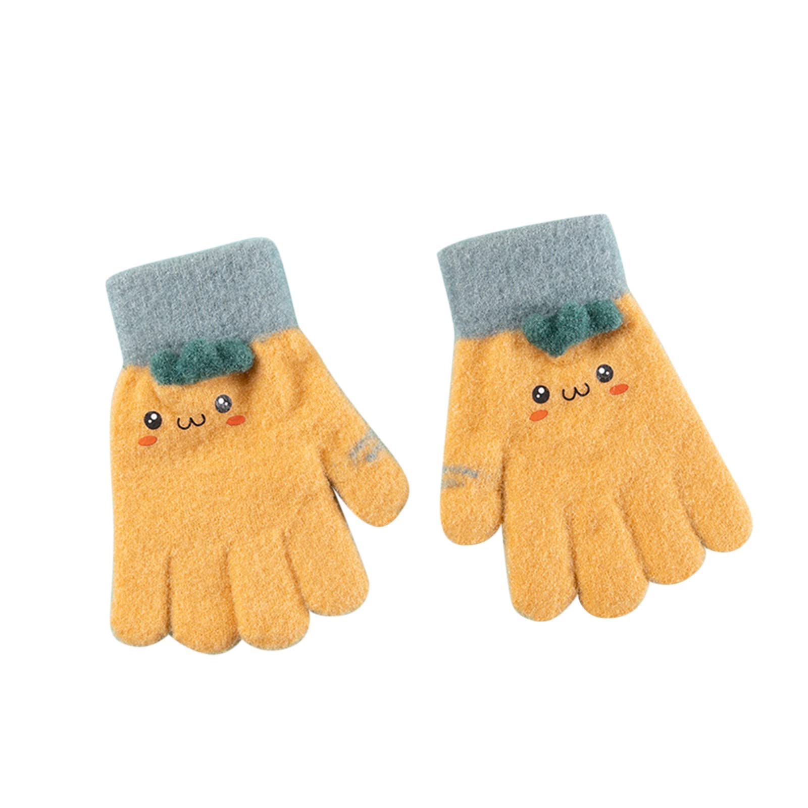 IQYU Damen Handschuhe Touchscreen Fäustlinge Kleinkind Kleinkind Handschuhe Handschuhe Winter Winterhandschuhe Handstulpen Damen Winter Wolle (Yellow, One Size) von IQYU