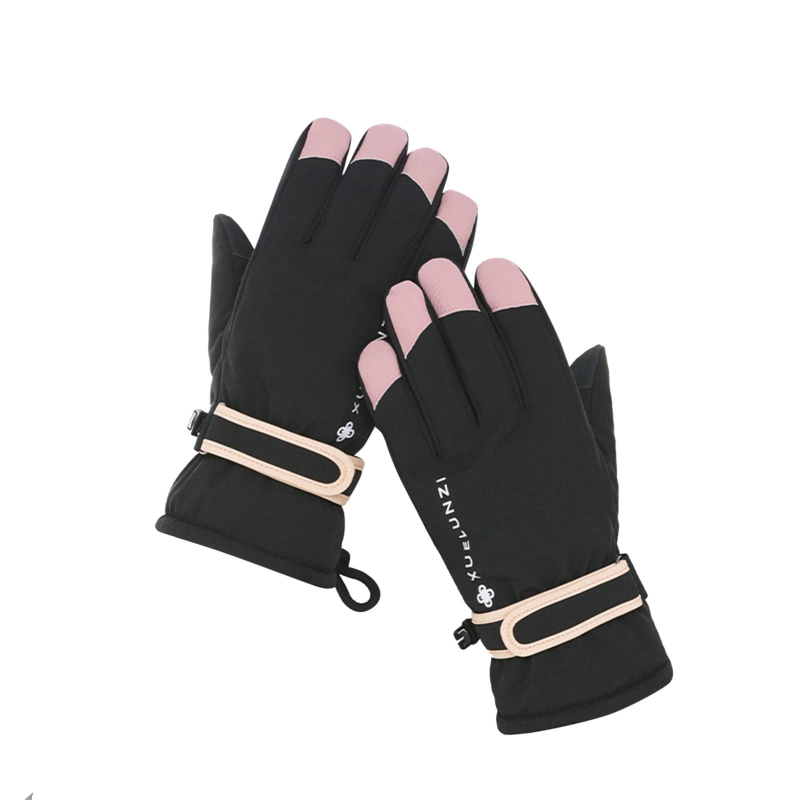 IQYU Damen Kostüm Pfau Damen Winter Outdoor Sport Skifahren Reiten Kältefest Wasserdicht Touchable Handy Slip Warme Handschuhe Handschuhe Gefüttert Damen (Black, One Size) von IQYU