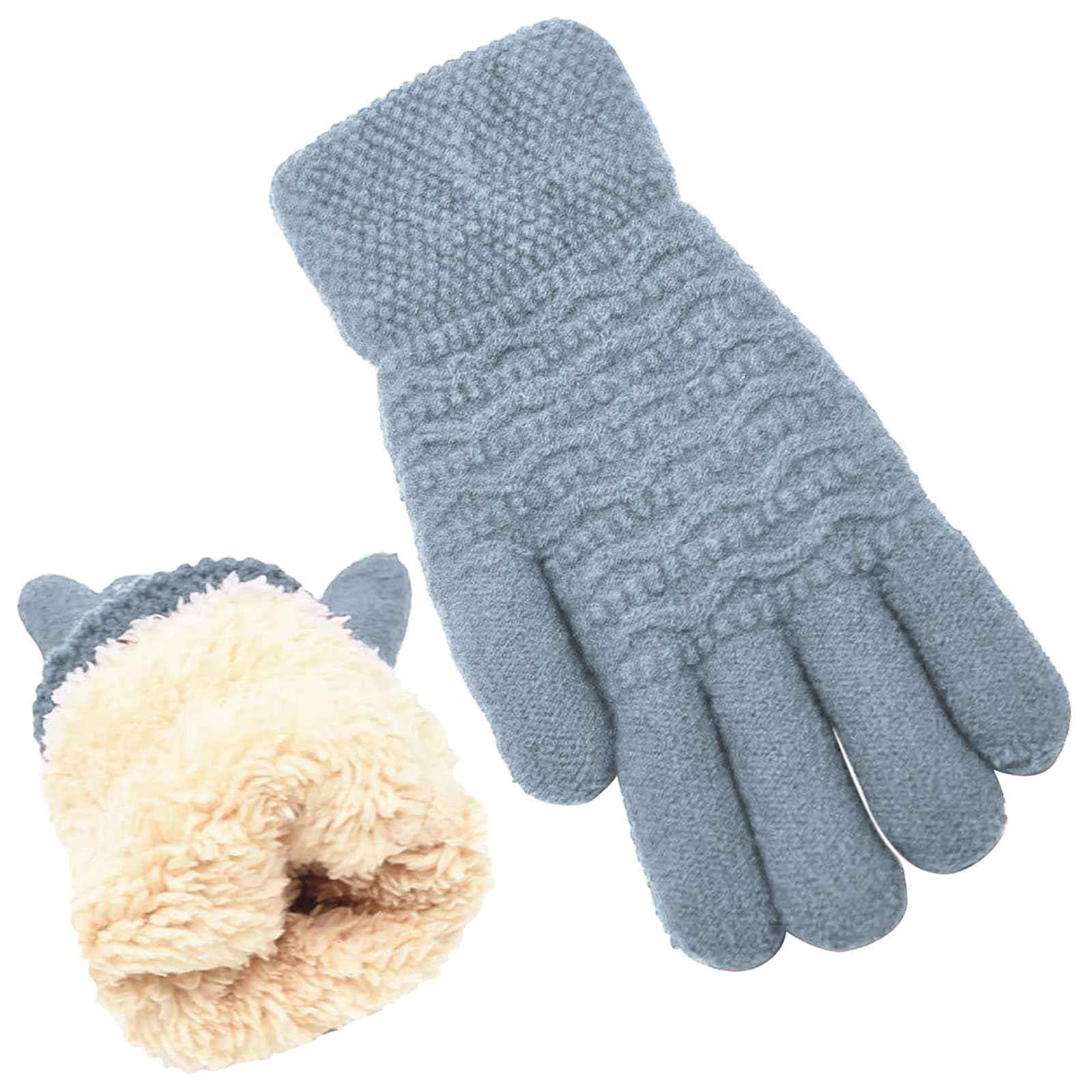 IQYU Damen-Winter-Handschuhe mit warmem Schirm. Damen-Thermo-Handschuh mit Zopfmuster aus Wolle und -Futter für kaltes Wetter Faschingskostüme Damen Teufel (Sky Blue, One Size) von IQYU