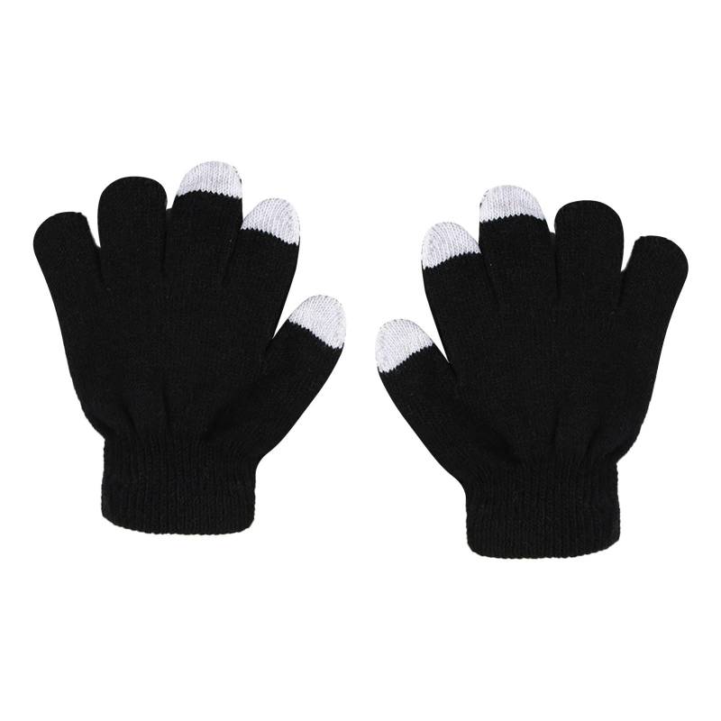 IQYU Dünne Handschuhe Show Wollhandschuhe Radfahren Stretch Feste Kinderhandschuhe Gestrickte Nicht-Handschuhe Fingerlose Handschuhe Baumwolle (Black, One Size) von IQYU