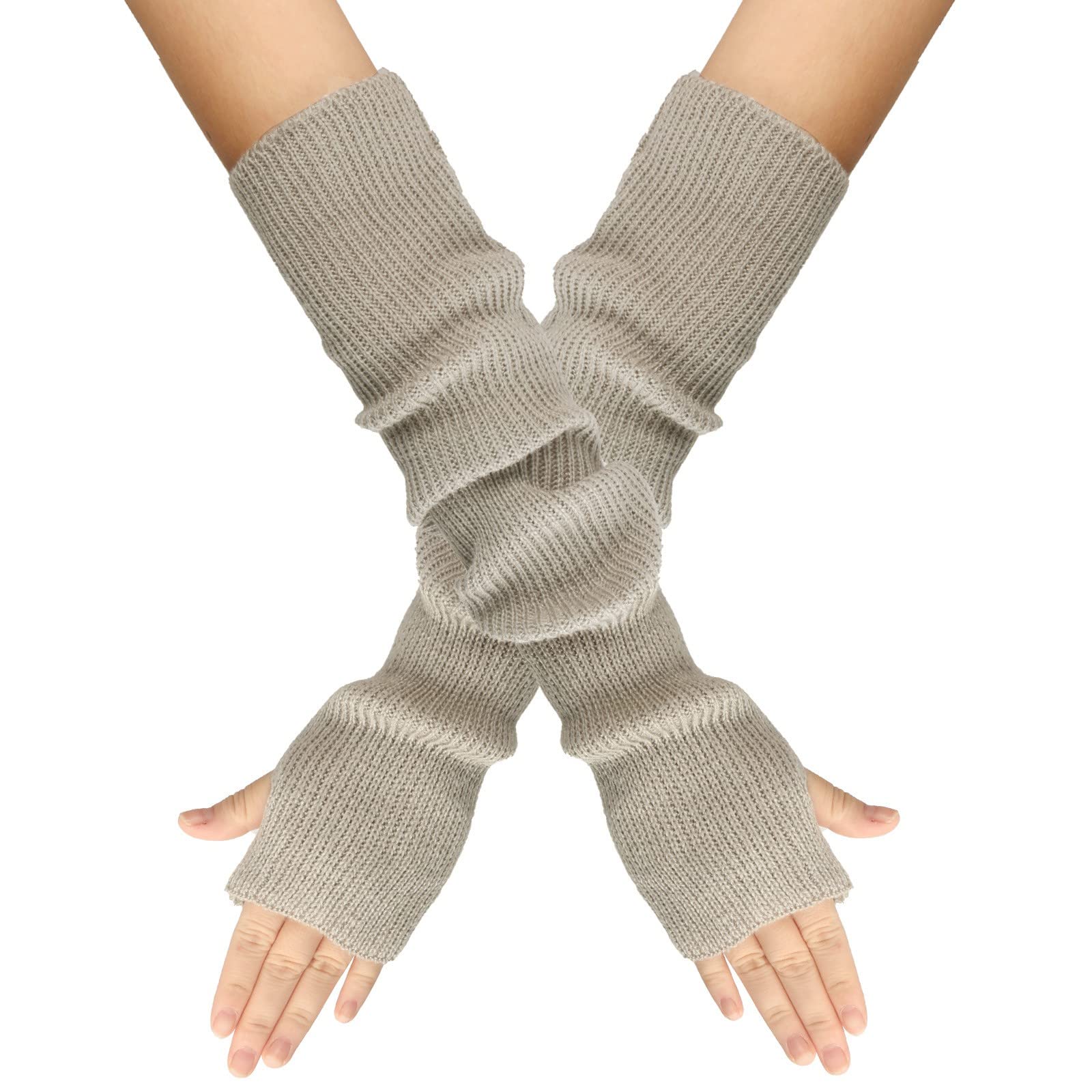 IQYU Einfarbige, gestrickte, fingerlose Handschuhe mit, warme Unisex-Handschuhe Handschuhe Schwarz Stoff (Grey, One Size) von IQYU