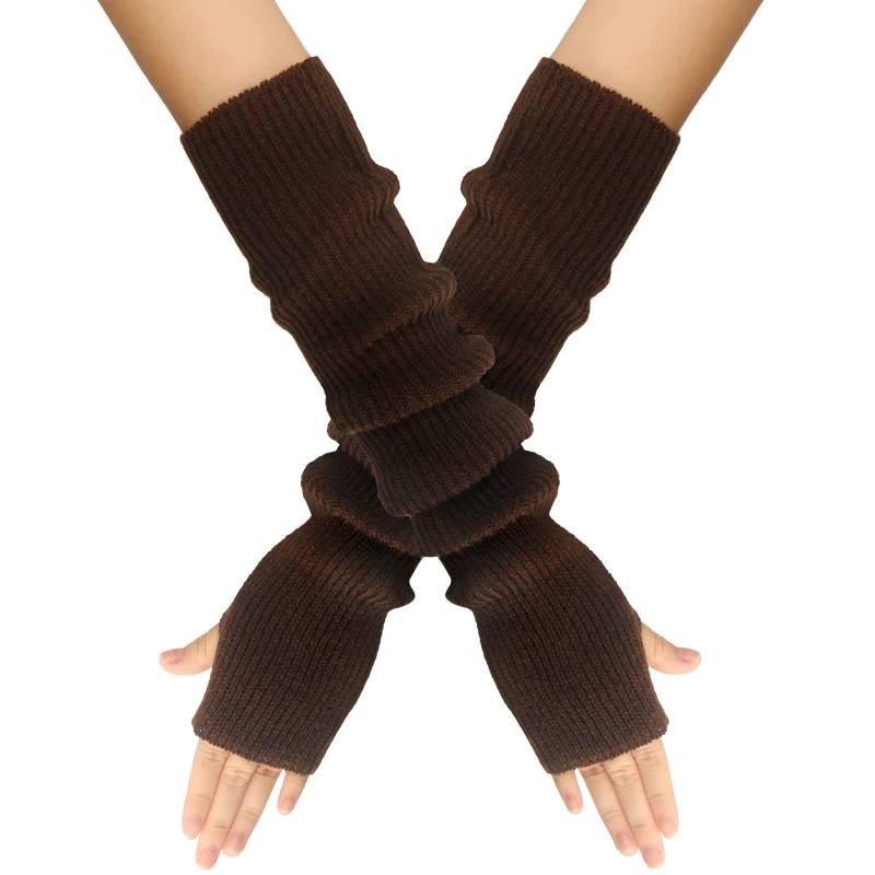 IQYU Einfarbige, gestrickte, fingerlose Handschuhe mit, warme Unisex-Handschuhe Handschuhe Touchscreen Schwarz (Coffee, One Size) von IQYU