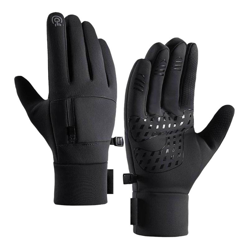 IQYU Gefütterte Handschuhe Damen warm, Touchscreen, SMS, rutschfeste Handschuhe, winddicht, warm, Sport-Arbeitshandschuhe für kaltes Wetter (kein Strom) Damenhandschuhe Warm Gefüttert (Black, M) von IQYU