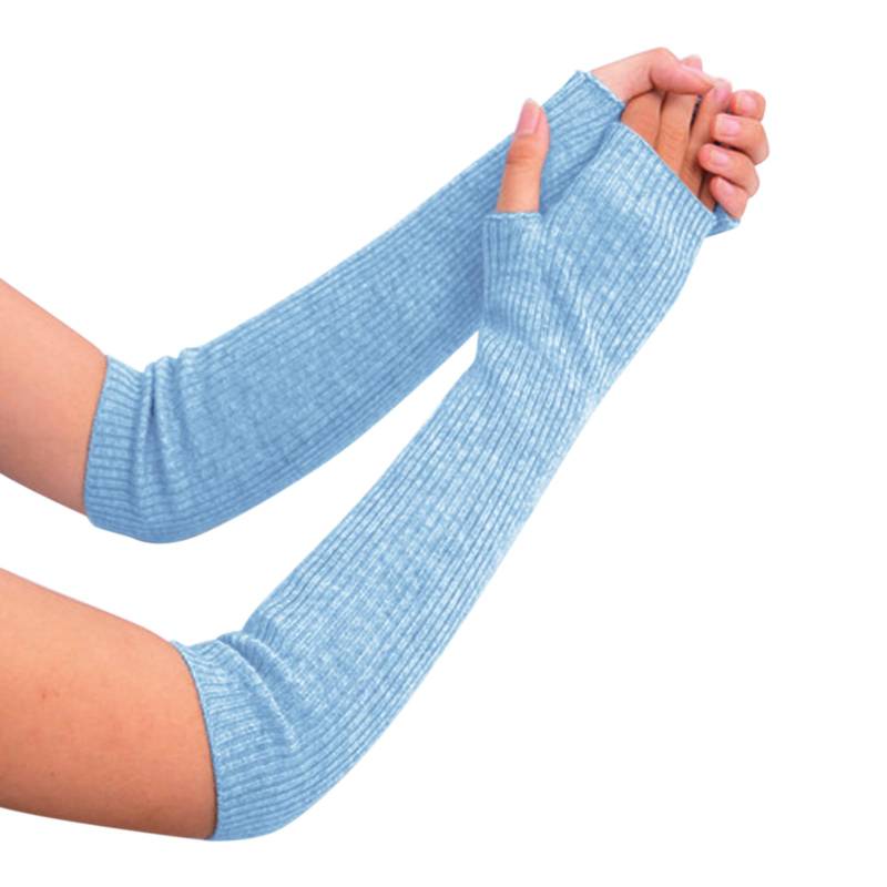 IQYU Handschuhe Damen Langarm für Damen, gestrickt, plus Samt, verdickt, und Winter-Handschuhe mit warmem Muster (Handschuhe für Erwachsene) Zigarettenverlängerung Damen (Blue, One Size) von IQYU