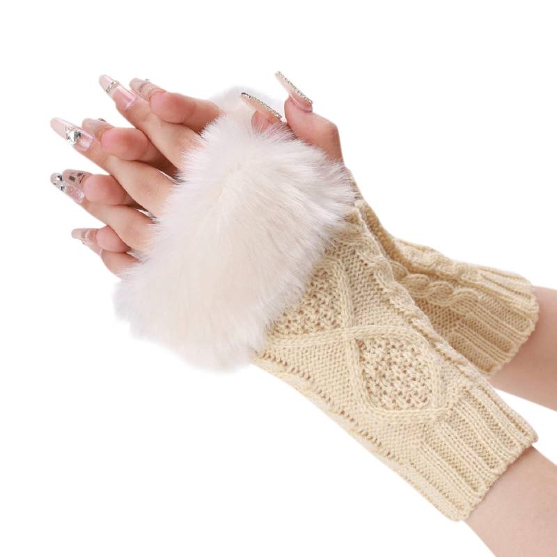 IQYU Handschuhe Damen Winter Touchscreen Handschuh, winddicht, elastisch, SMS, schwarze Handschuhe, Thermohandschuhe, Kostüm Accessoires Damen (Beige, One Size) von IQYU