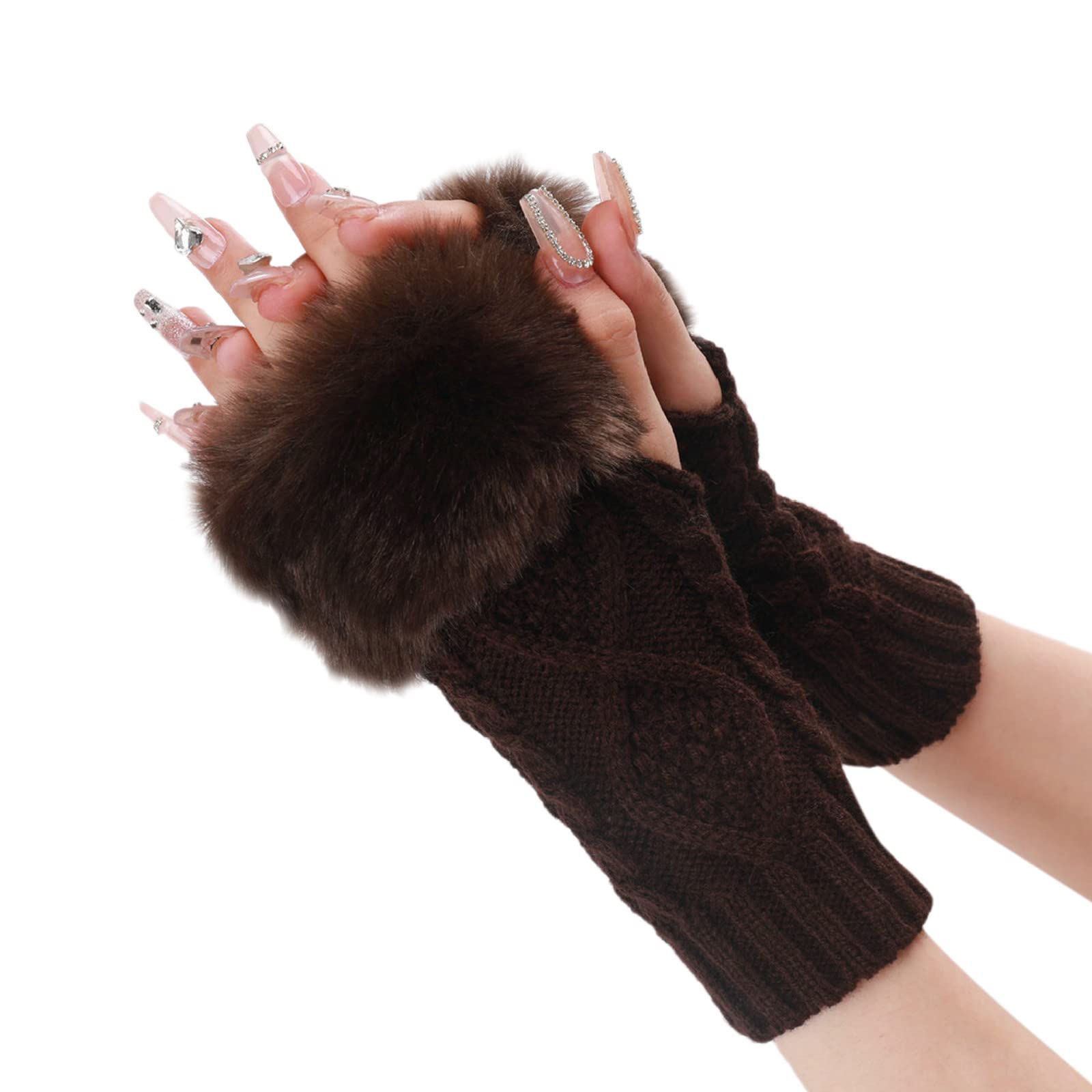 IQYU Handschuhe Damen Winter Touchscreen Handschuh, winddicht, elastisch, SMS, schwarze Handschuhe, Thermohandschuhe, Kostüm Accessoires Damen (Coffee, One Size) von IQYU