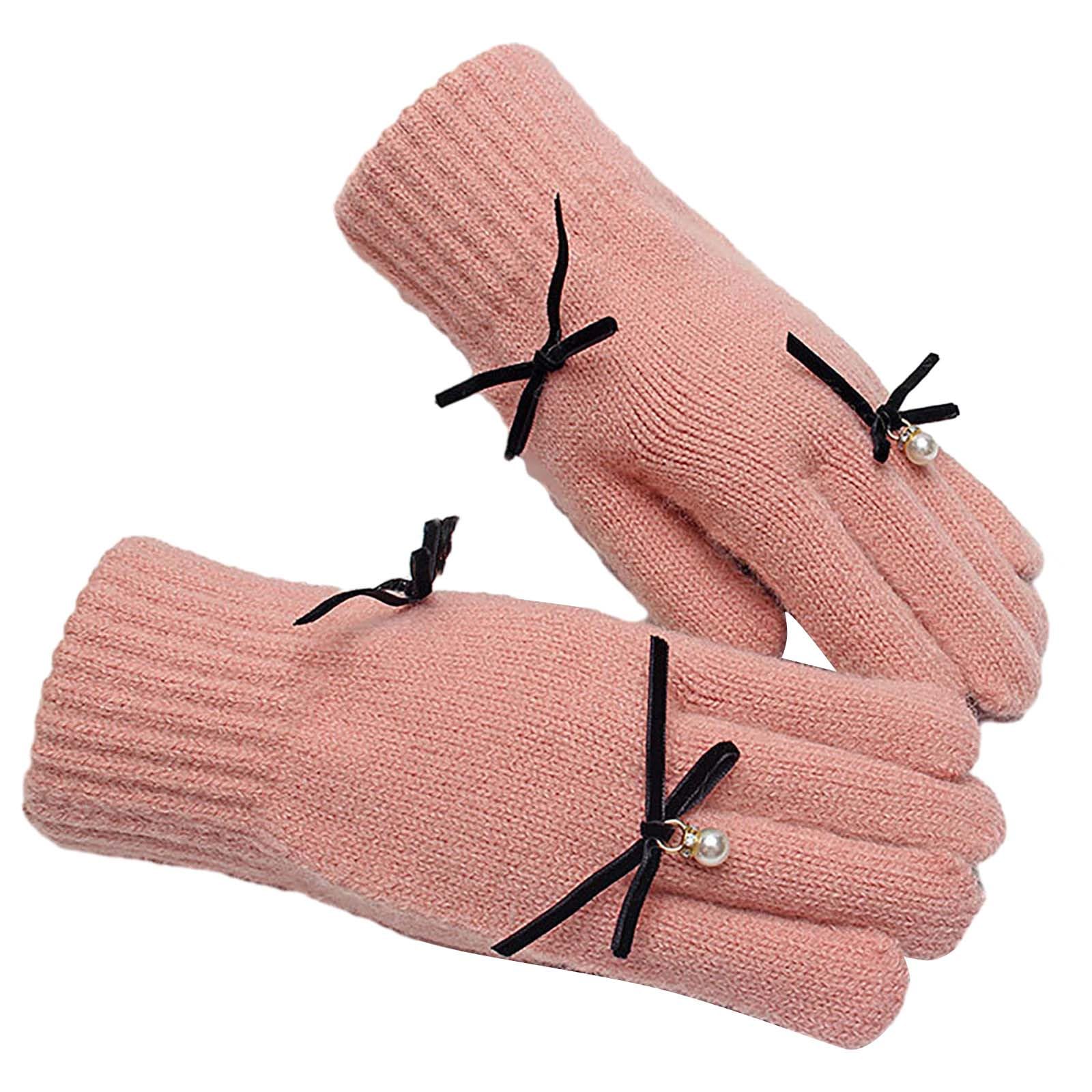 IQYU Handschuhe Mit Fingerkappe Fünf-Zeiger-Strickhandsocken aus Wolle Weiße Handschuhe Damen Prinzessin (PK1, One Size) von IQYU