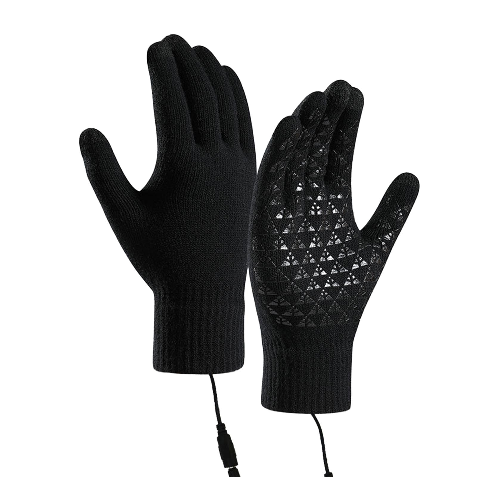 IQYU Handschuhe Rot Damen Winter-warme beheizte Handschuhe, Winter-Touchscreen-Handschuhe, einstellbare Temperatur, Handwärmer, Handschuhe für Männer und Frauen Alpaka Fell (Black, A) von IQYU