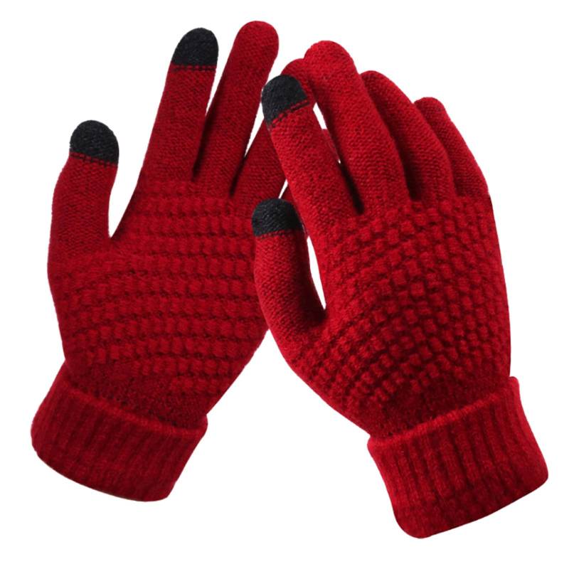 IQYU Handschuhe Spitze Blau Siebdruck, dicker Telefondruck, Winter, warm, und Herren-Strickhandschuhe, Schneeflocken-Handschuhe für Erwachsene Handschuhe Spitze Silber (A, One Size) von IQYU