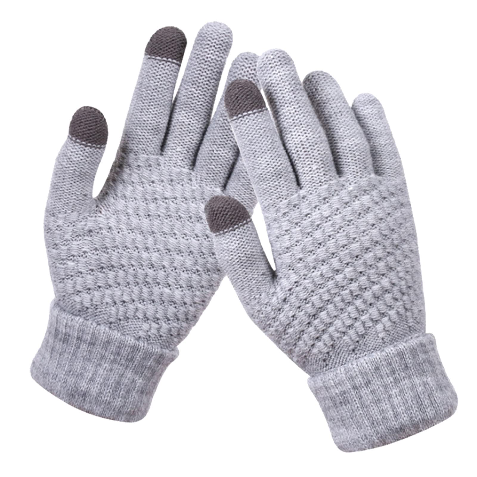 IQYU Handschuhe Spitze Blau Siebdruck, dicker Telefondruck, Winter, warm, und Herren-Strickhandschuhe, Schneeflocken-Handschuhe für Erwachsene Handschuhe Spitze Silber (E, One Size) von IQYU