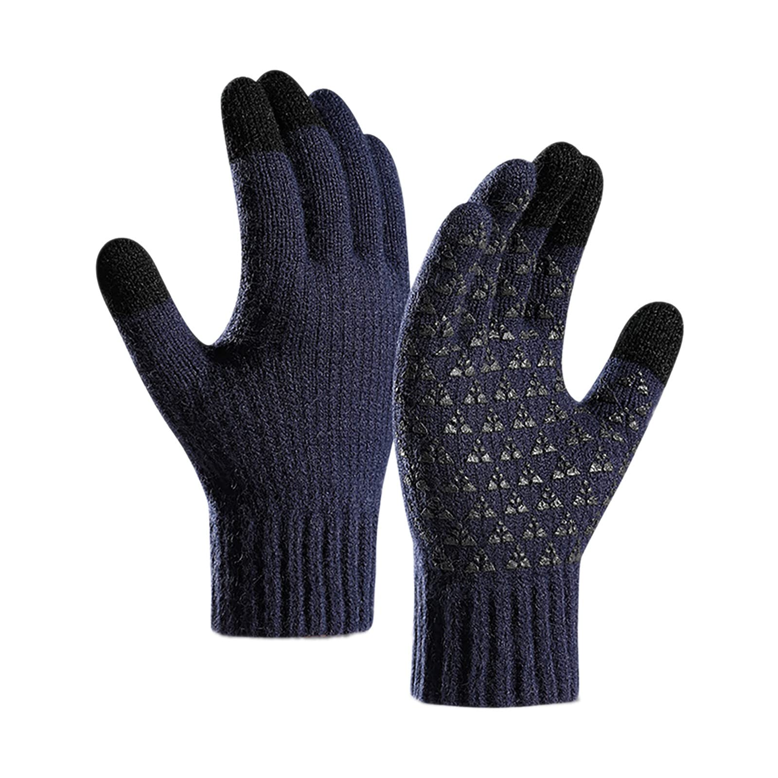 IQYU Herren Handschuhe Winterfleece verstärkte gestrickte Woll-Fahrradhandschuhe Netz Handschuhe Damen (Navy, M) von IQYU