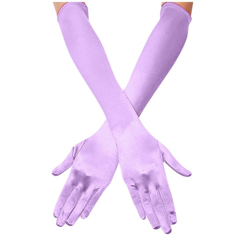 IQYU Hochzeit Braut Accessoires Frauen lange Satin Oper Tanzhandschuhe Handschuhe Handschuhe Teufel Kostüm (Purple, One Size) von IQYU