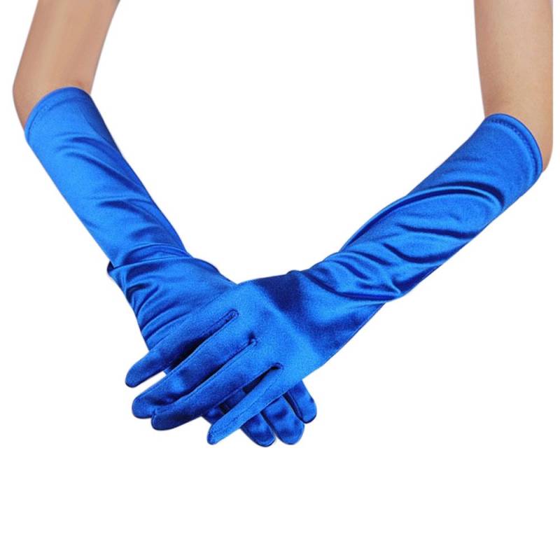 IQYU Kostüm Teufel Zubehör lange Brautabende Partyhandschuhe Satin Weiße Handschuhe Damen Elegant (Blue, One Size) von IQYU